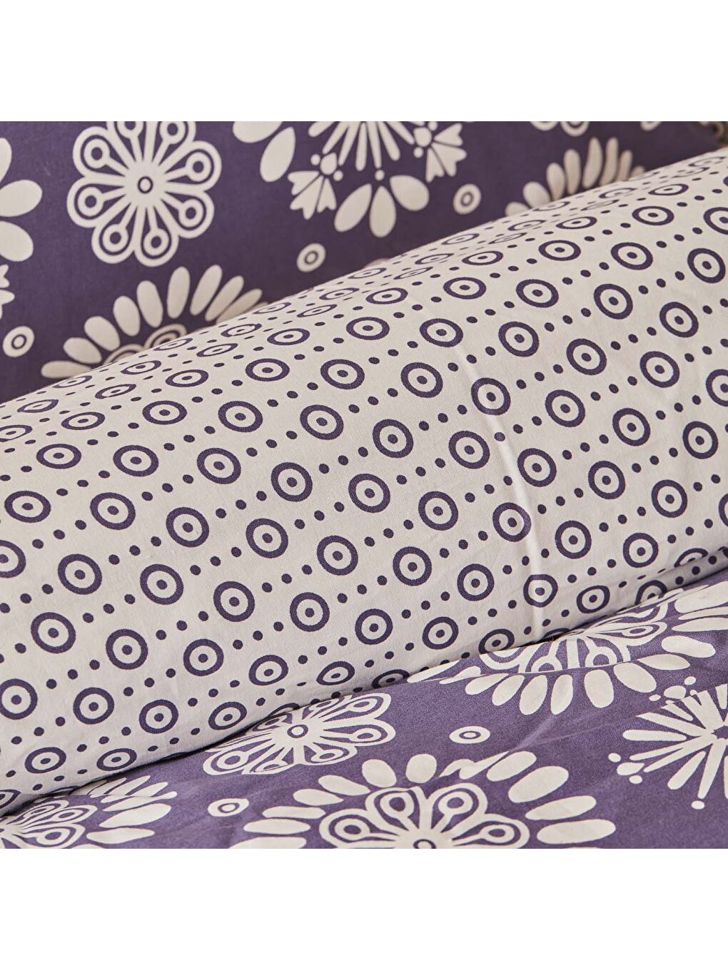 %100 Pamuk Ranforce Misa King Size Nevresim Seti Mor (260x240 cm)-2