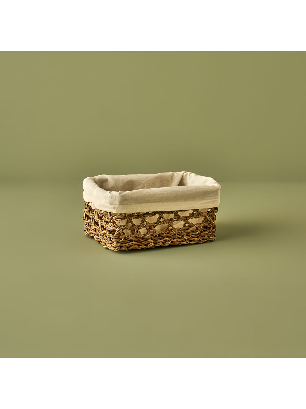 Bej Diana Dikdörtgen Bezli Sepet Naturel (26x16x12 cm)