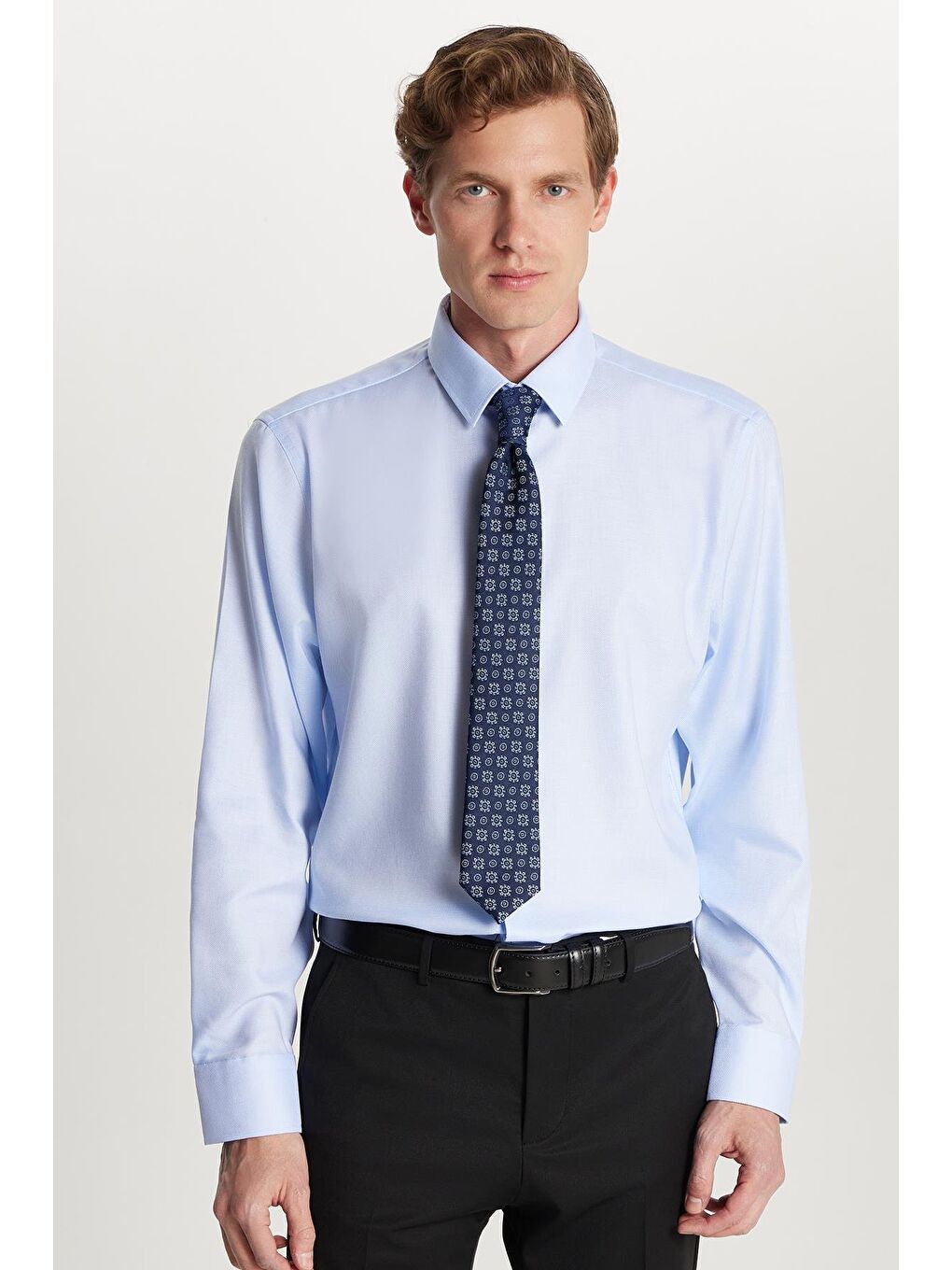 Mavi Slim Fit Beyaz Non-Iron %100 Pamuk Doğa Dostu Ekoteks Belgeli Ütü Gerektirmez Gömlek-3