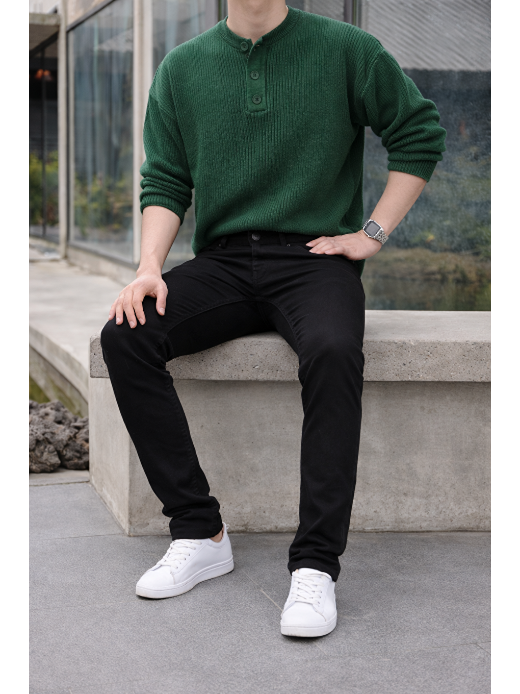 Erkek Yüksek Bel Dar Premium Siyah Jean Pantolon-3