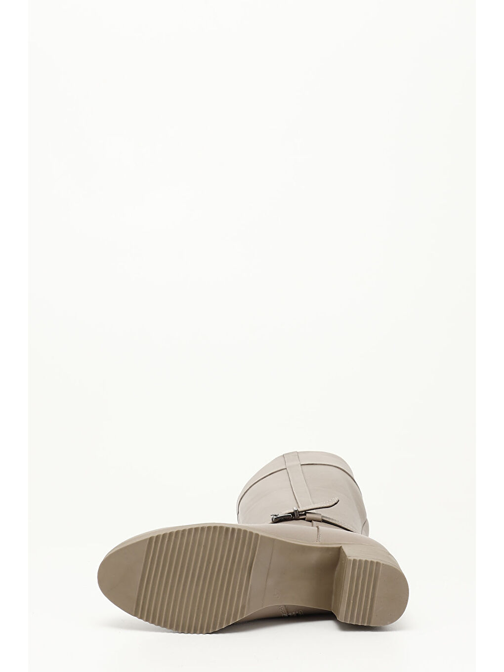 Bej Kadın BEJ-CAMEL Fermuarlı Kalın Topuklu Hakiki Deri Çizme-3