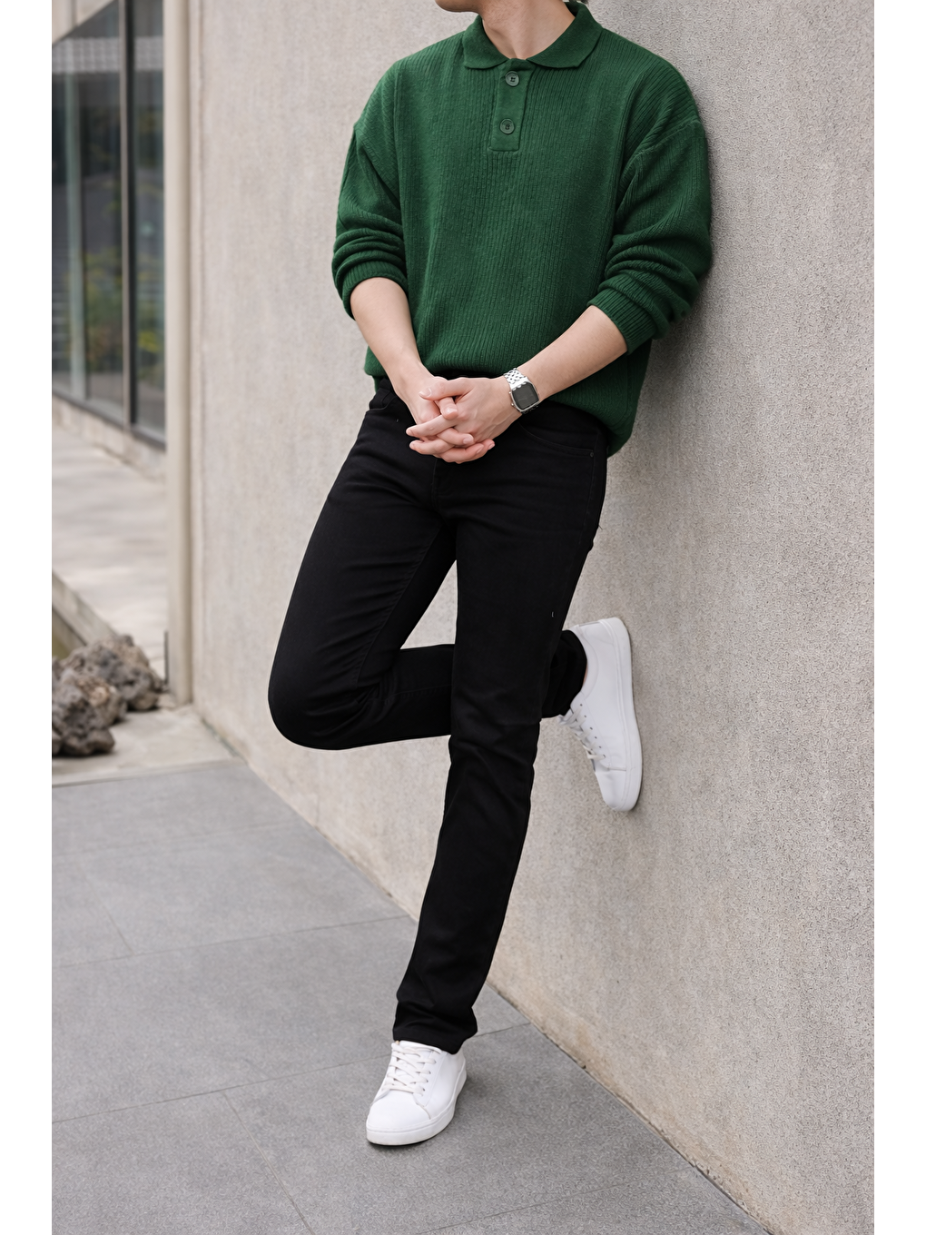 Erkek Yüksek Bel Dar Premium Siyah Jean Pantolon-5