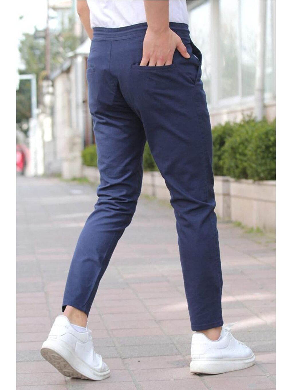 Lacivert Erkek Eganis Ipli Jogger Düğmeli Kumaş Pantolon jggrkmpnt01r0330-3