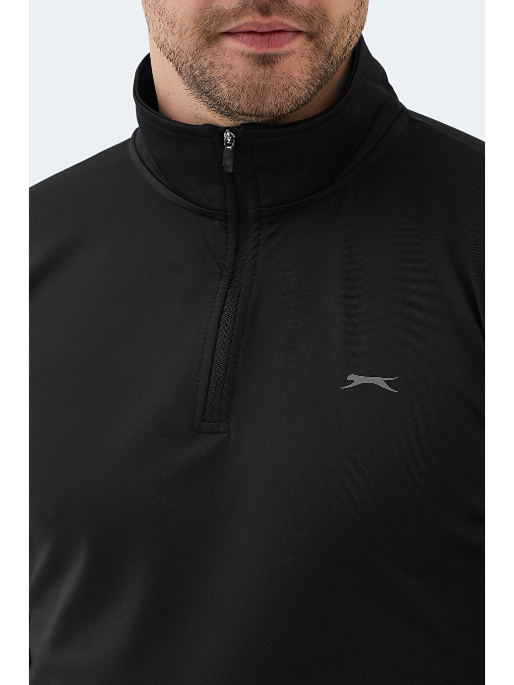 INTIMATE I Erkek Dik Yaka Fermuarlı Siyah Sweatshırt-1