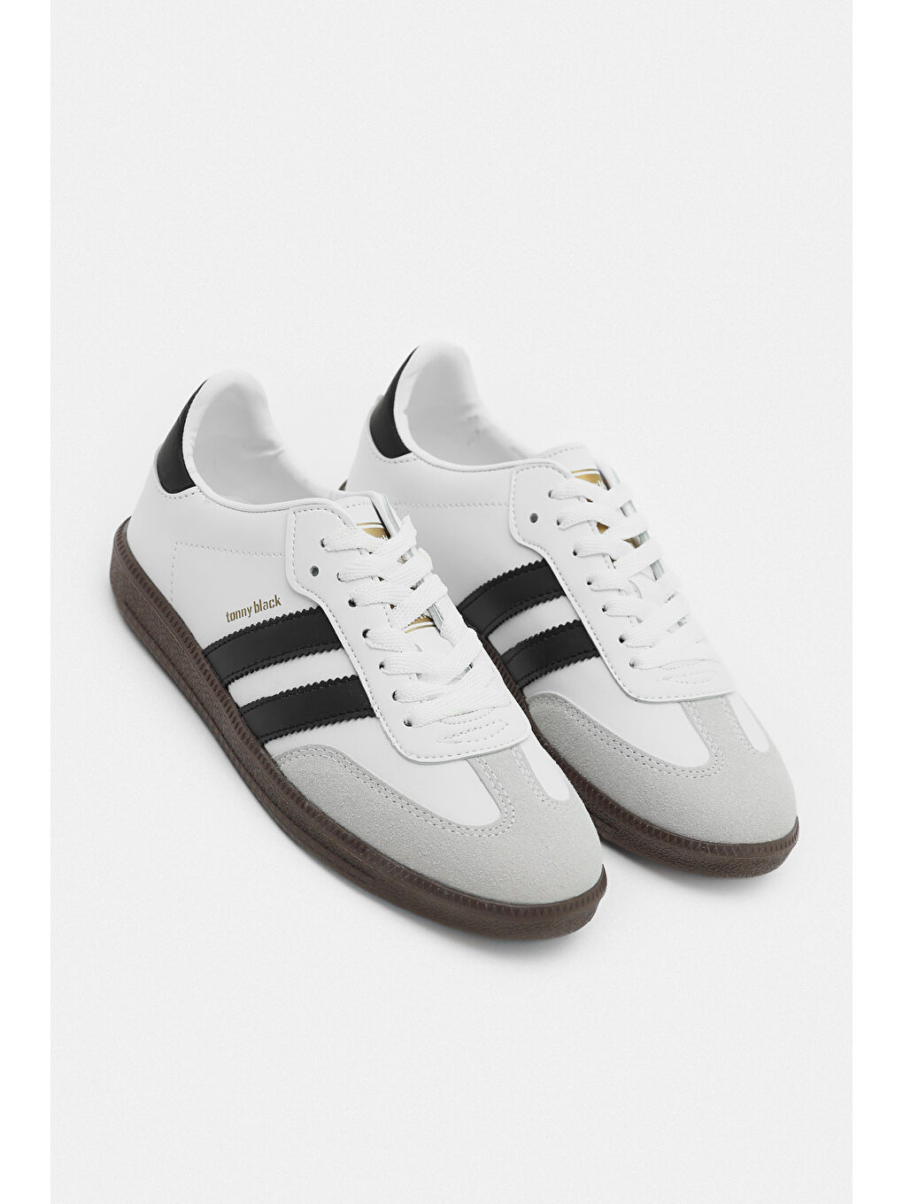 Kadın Beyaz Siyah Termo Taban Yanı Şeritli Bağcıklı Spor Ayakkabı-4