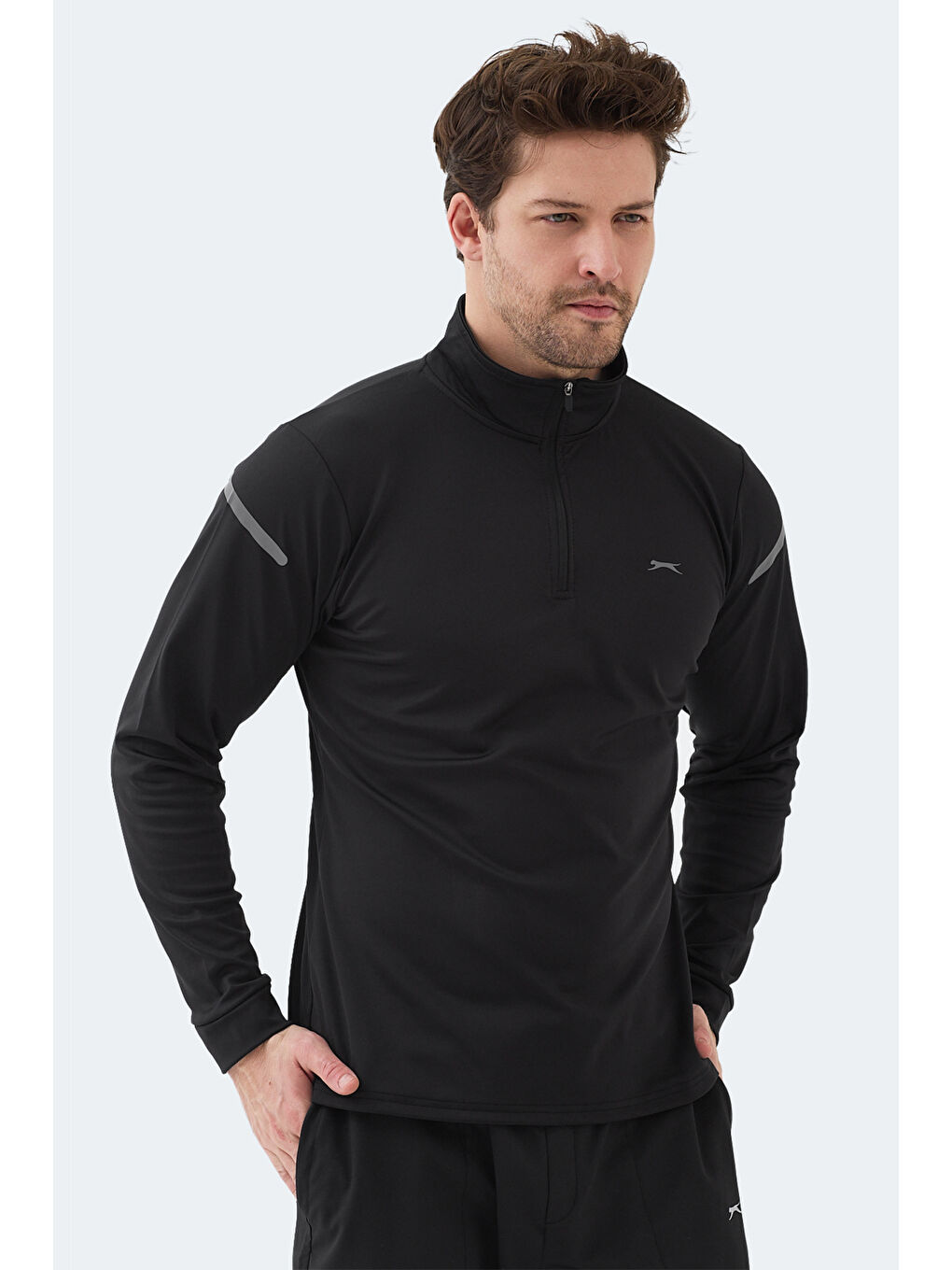 INTIMATE I Erkek Dik Yaka Fermuarlı Siyah Sweatshırt-3