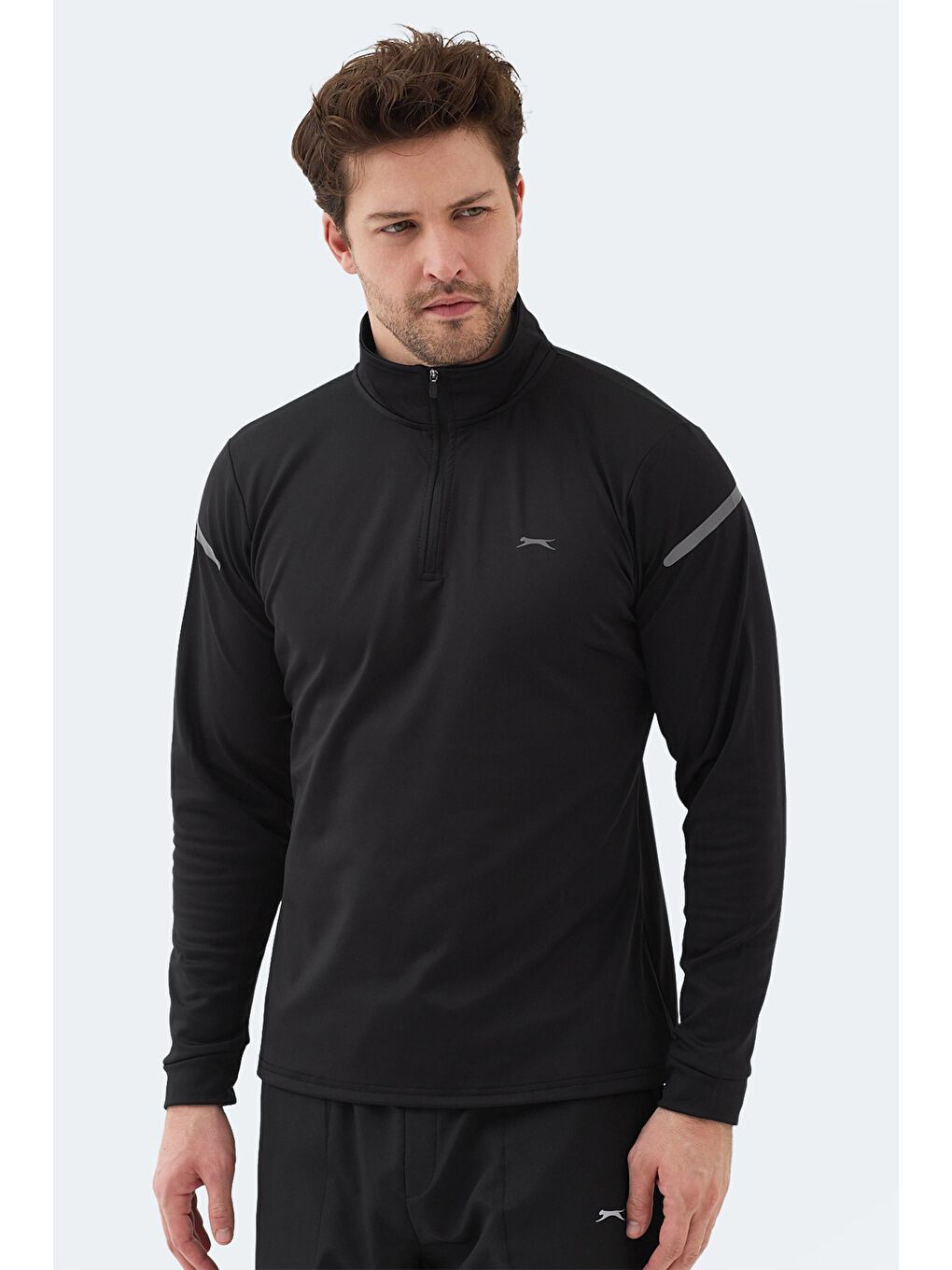 INTIMATE I Erkek Dik Yaka Fermuarlı Siyah Sweatshırt-4