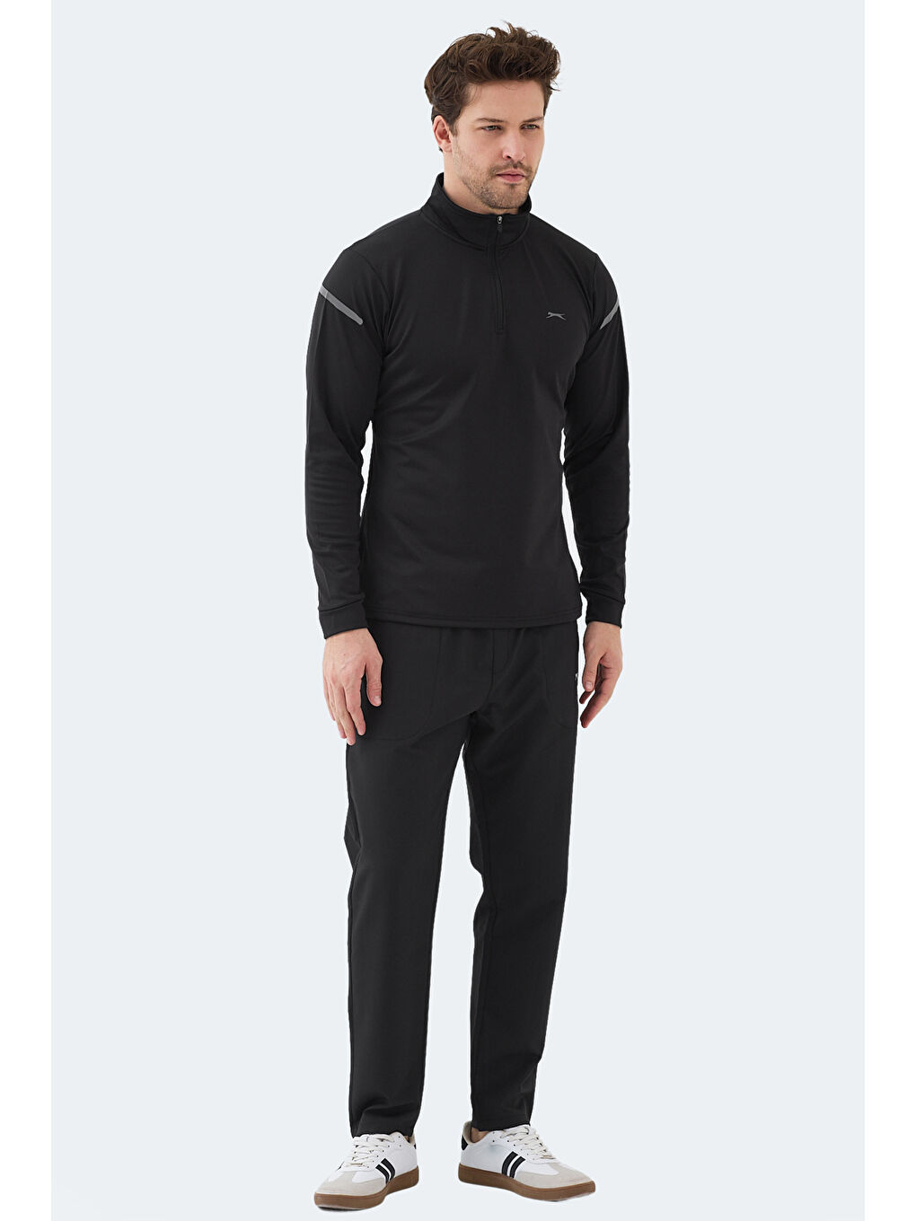 INTIMATE I Erkek Dik Yaka Fermuarlı Siyah Sweatshırt-5