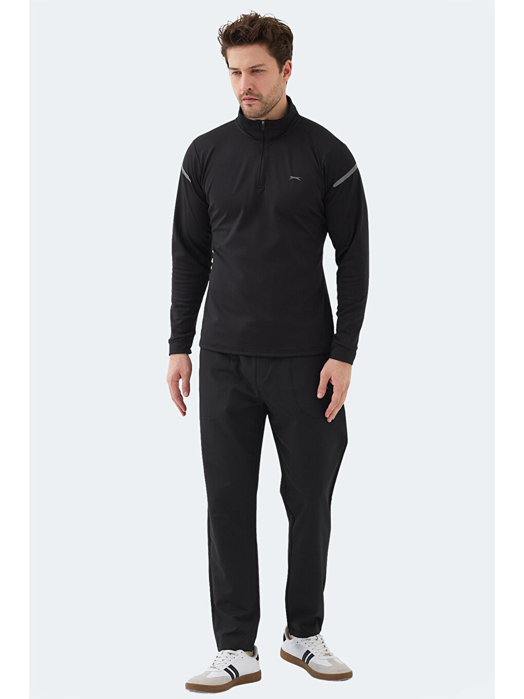 INTIMATE I Erkek Dik Yaka Fermuarlı Siyah Sweatshırt-6