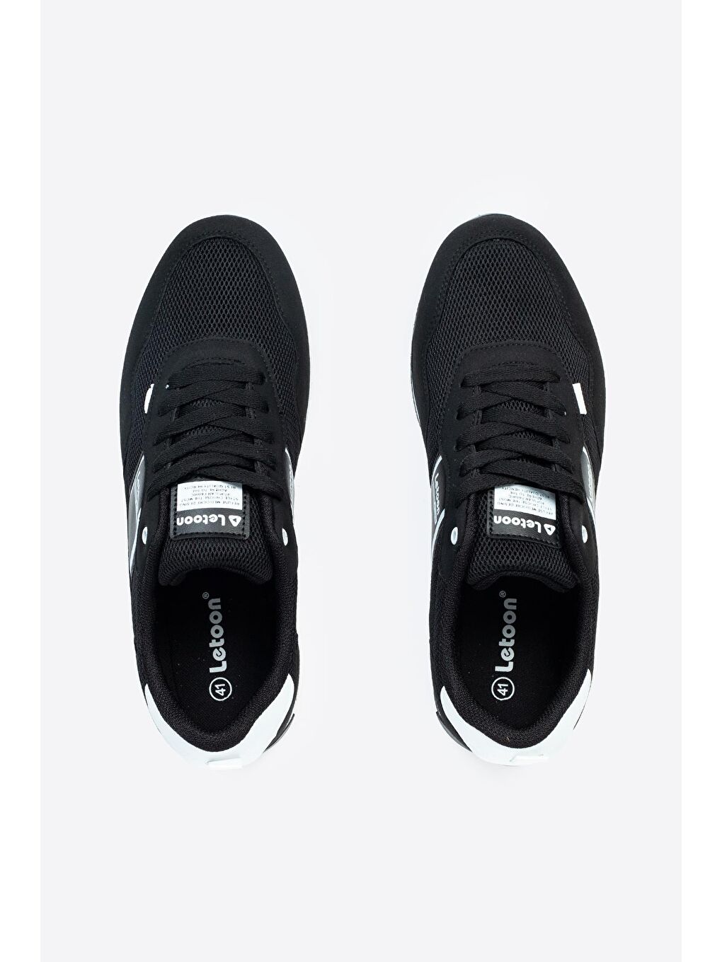 Siyah Yuvarlak Burunlu Bağcıklı Erkek Spor Ayakkabı-5