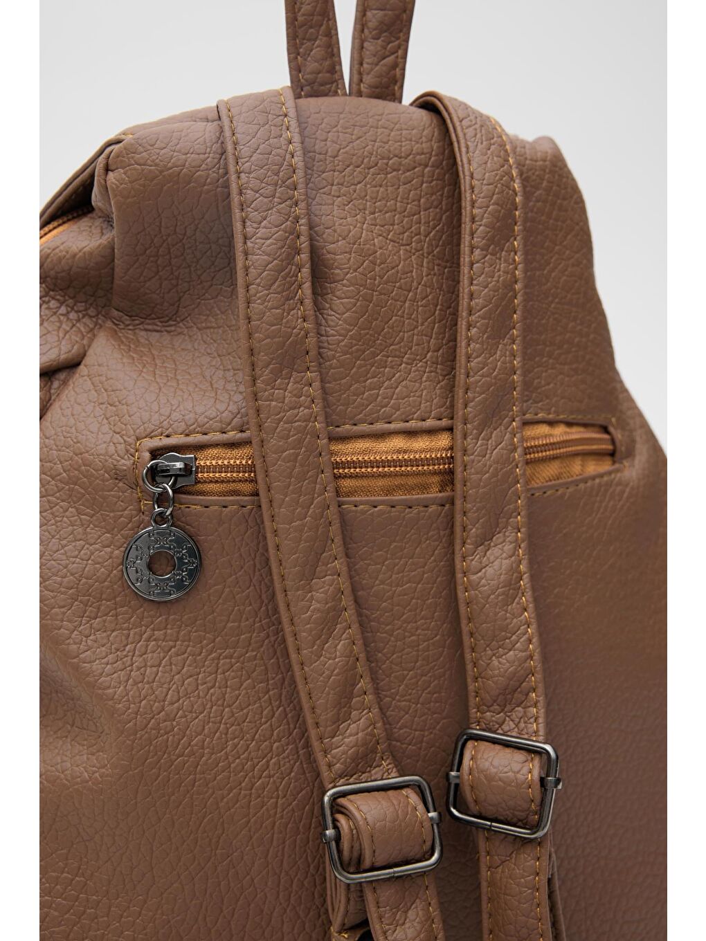 Kahverengi Julia Yıkama Deri Sırt Çantası Taba-4