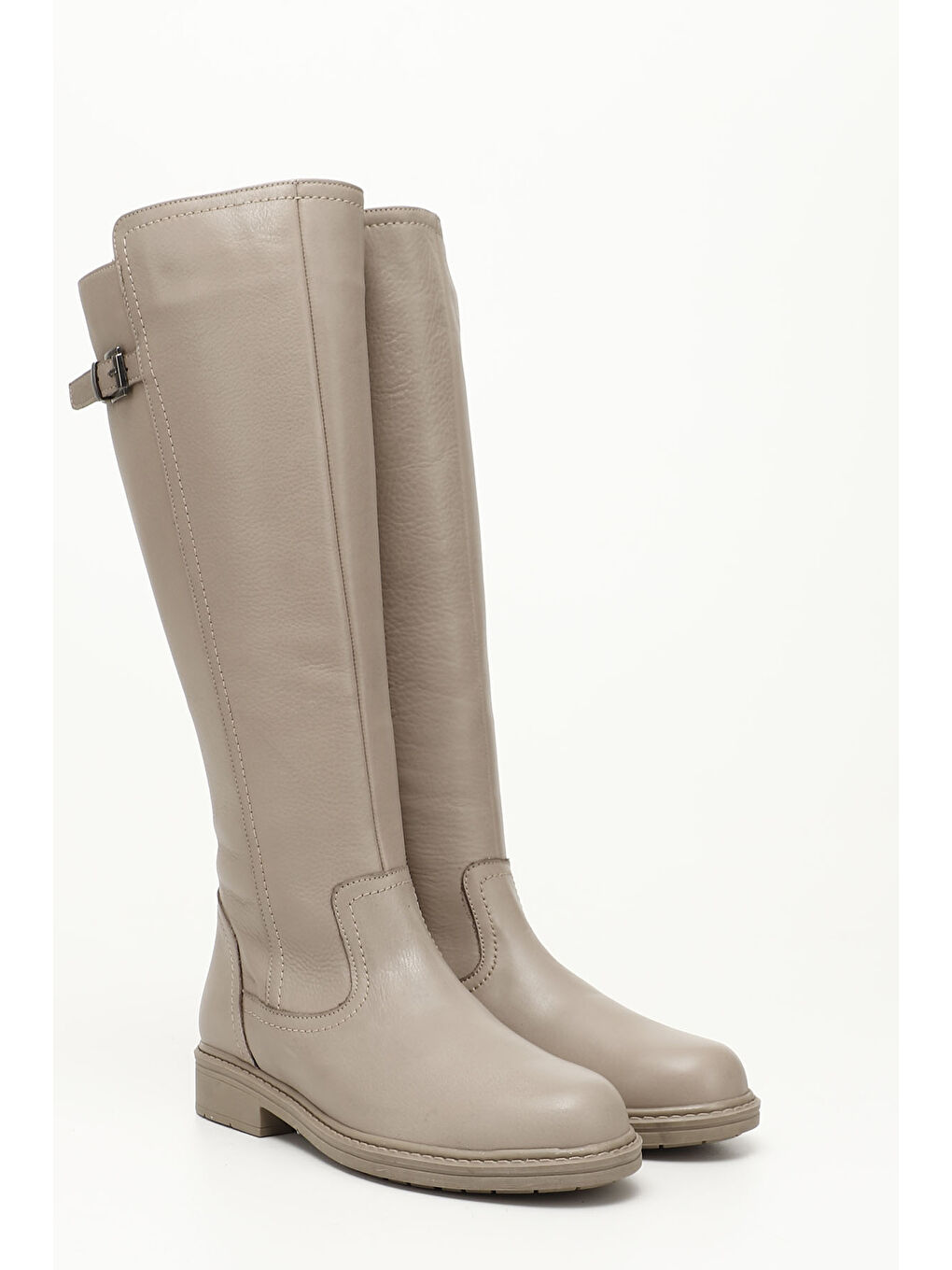 Bej Kadın BEJ-CAMEL Fermuarlı Kauçuk Taban Hakiki Deri Çizme-1