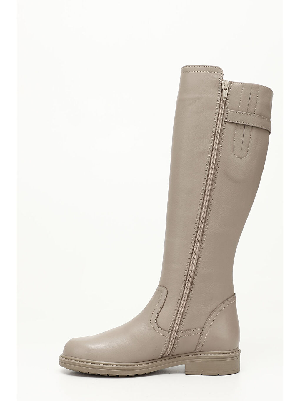 Bej Kadın BEJ-CAMEL Fermuarlı Kauçuk Taban Hakiki Deri Çizme-2