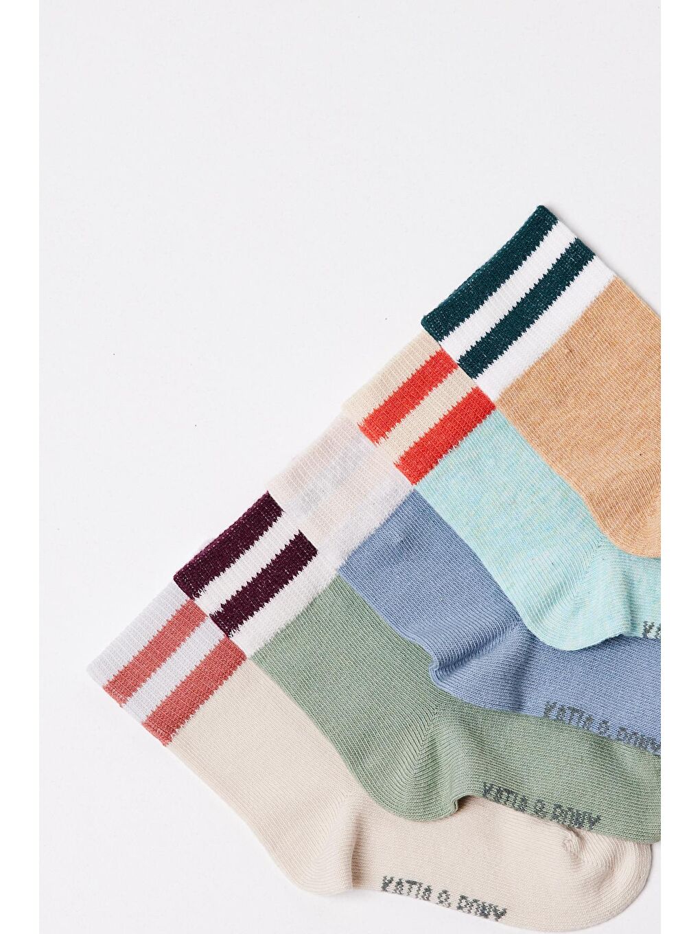 Karışık Bebek 5'Li Çizgili Soket Çorap-1