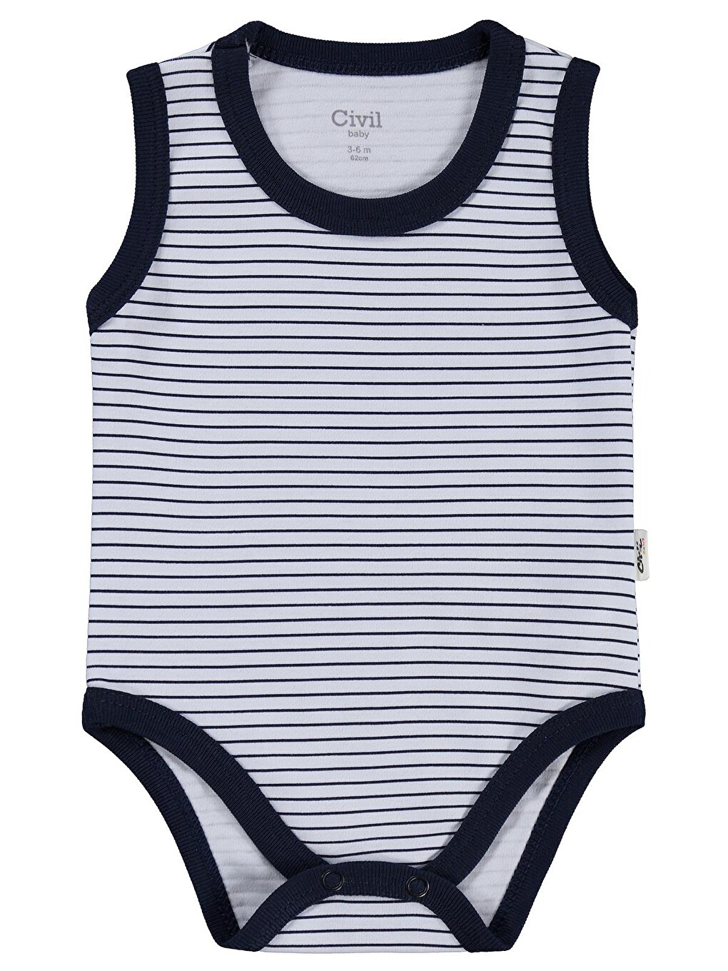 Baby Çizgili 3-36 Ay Çıtçıtlı Badi - Lacivert