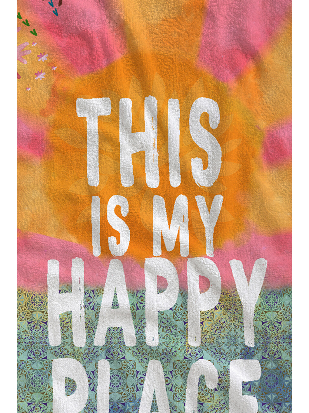 Mavi Renkli Gradyan This Is My Happy Place Yazılı 70x150 Cm Dijital Baskılı Plaj Ve Banyo Havlusu-1