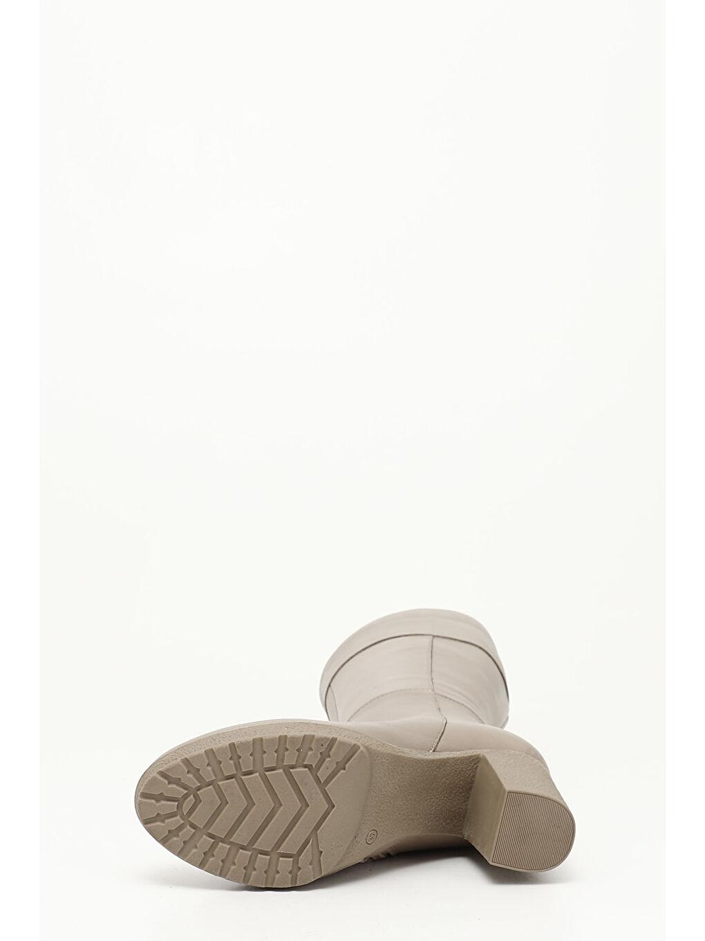 Bej Kadın BEJ-CAMEL Fermuarlı Kalın Topuklu Hakiki Deri Çizme-3