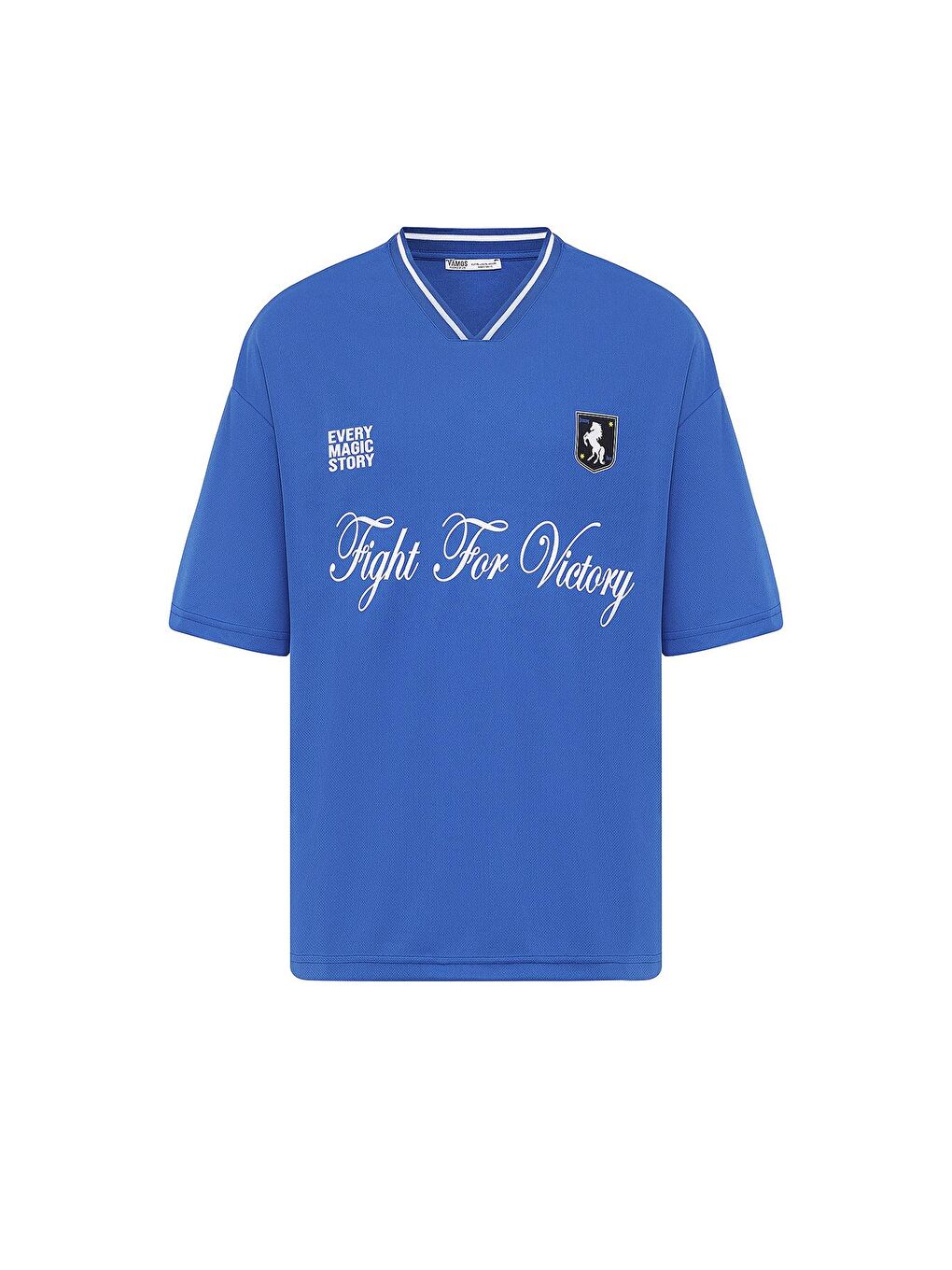 Mavi Baskılı Oversize Forma Tişört Saks-1