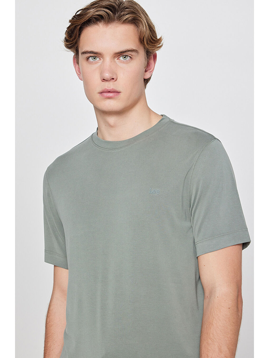 Haki Regular Fit Bisiklet Yaka Tişört-3