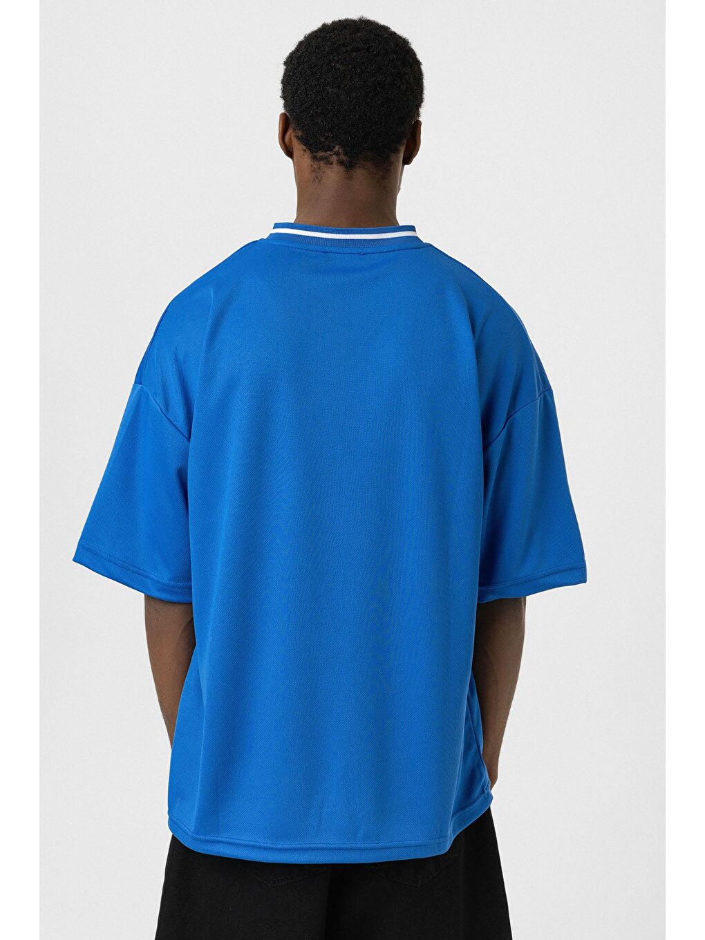 Mavi Baskılı Oversize Forma Tişört Saks-4