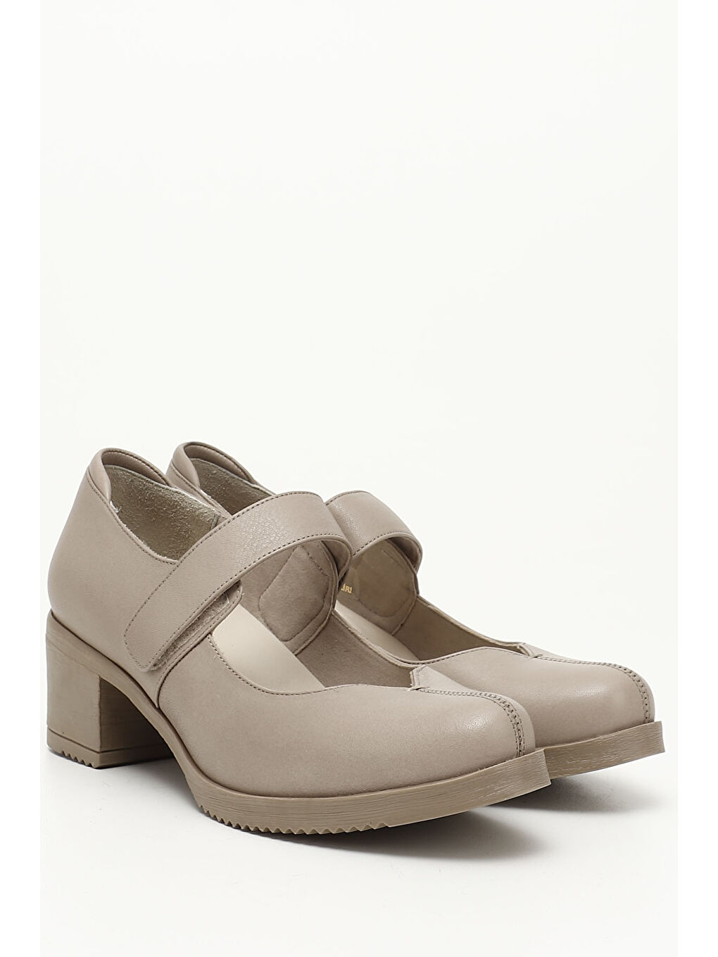 Bej Kadın BEJ-CAMEL Kalın Topuklu Hakiki Deri Ayakkabı-1