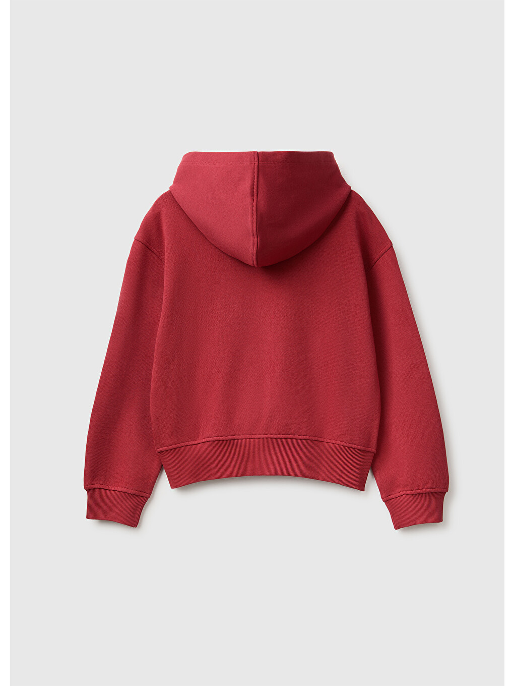 Kız Çocuk Kırmızı Önü İşlemeli Ribanalı Cepli Kapüşonlu Fermuarlı Sweatshirt-1