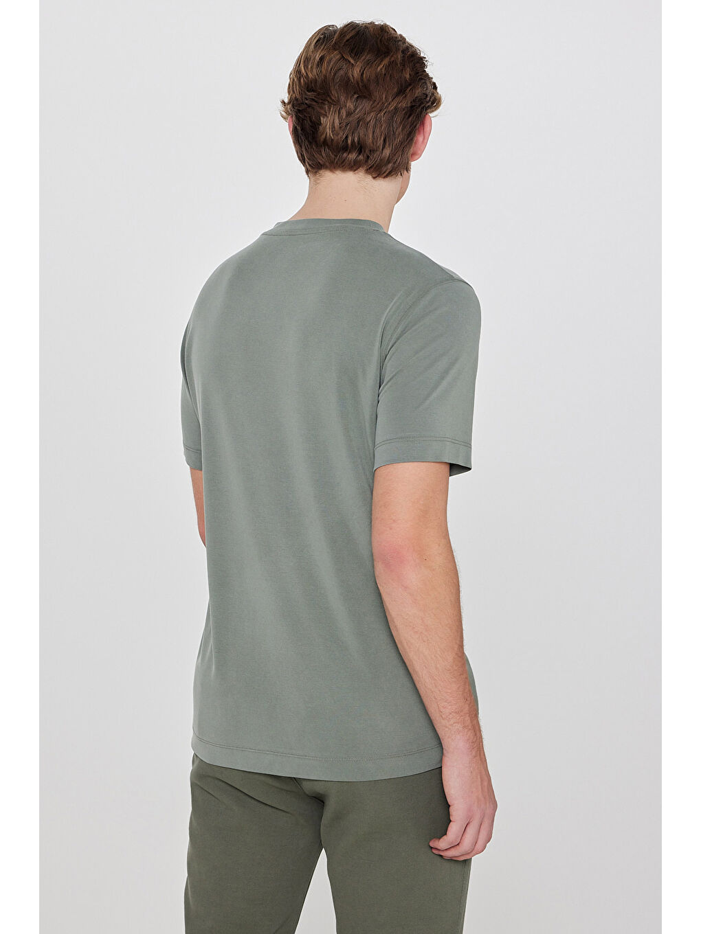 Haki Regular Fit Bisiklet Yaka Tişört-4