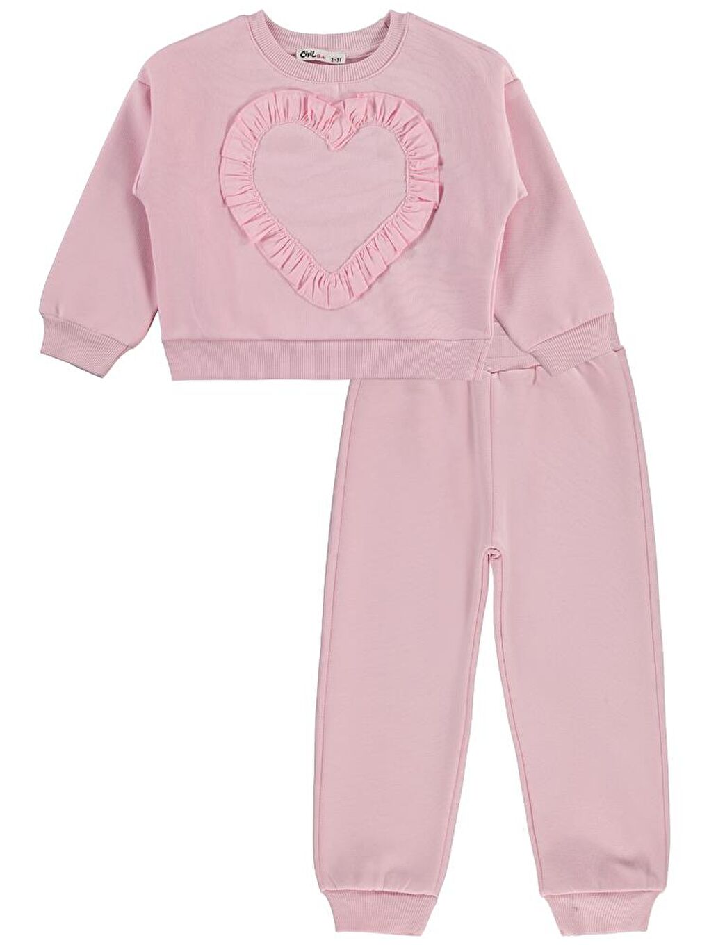 Pembe Girls Kalp Baskılı 2-5 Yaş Eşofman Takımı - Pudra5-6 Yaş