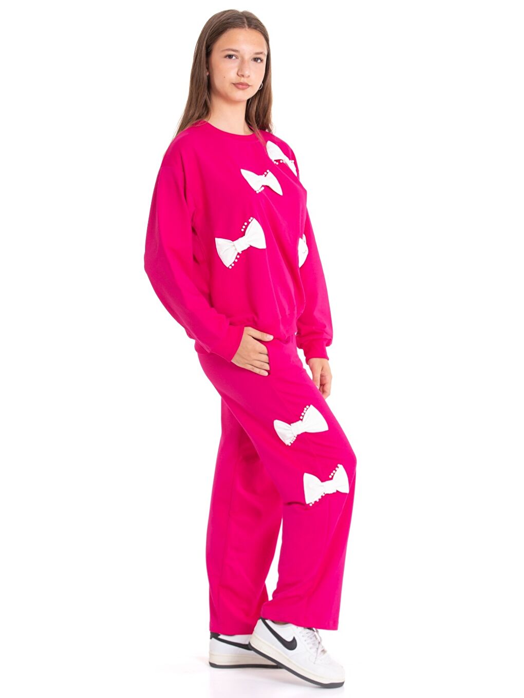 Fuşya Kız Çocuk Fiyonk Süslemeli 2 İplik Alt-Üst Takım 12223.1-1