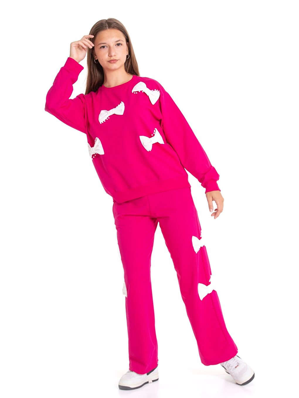 Fuşya Kız Çocuk Fiyonk Süslemeli 2 İplik Alt-Üst Takım 12223.1-2