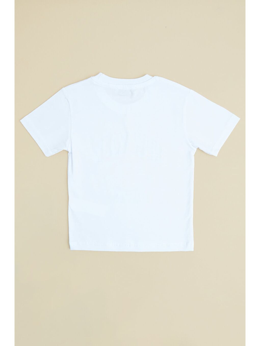 Beyaz Basketbaal Baskılı Bisiklet Yaka Erkek Çocuk Tişört-1