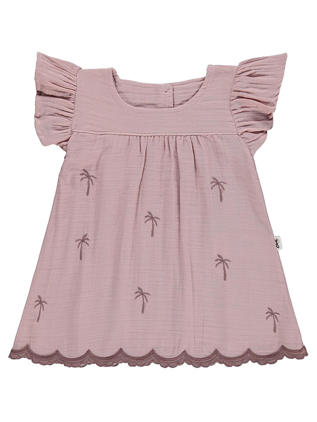 Baby Palmiye Nakışlı 6-18 Ay Elbise - Pembe