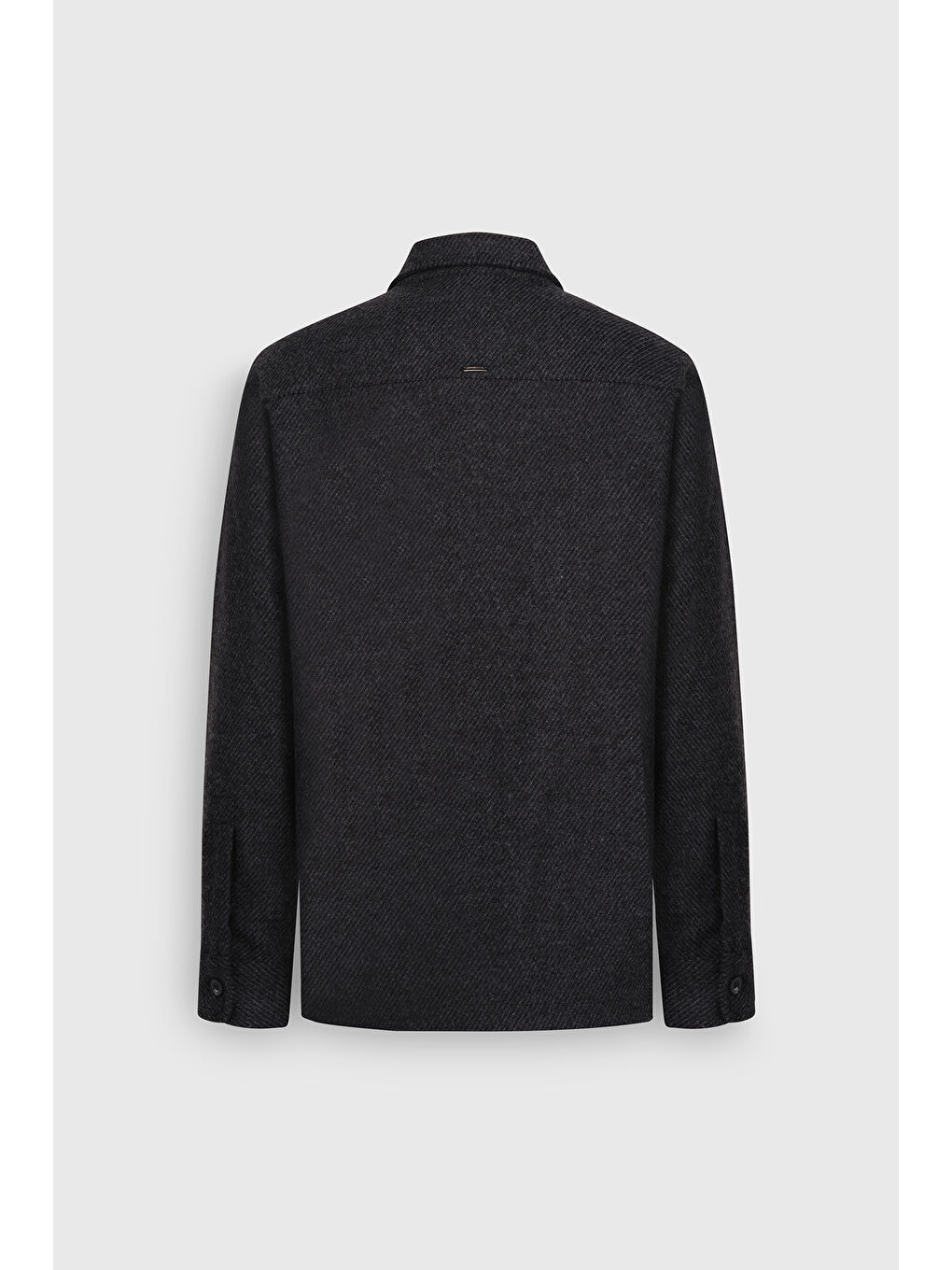 Erkek Antrasit Oversize Fit Geniş Kesim Gizli Düğme Yaka Yünlü Gömlek-10