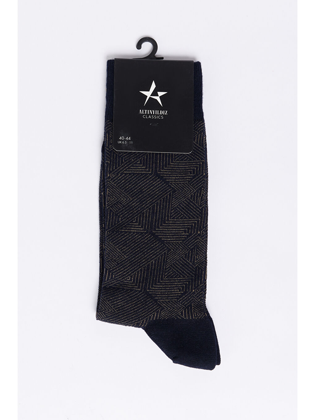 Erkek Lacivert-Bej Tekli Desenli Çorap