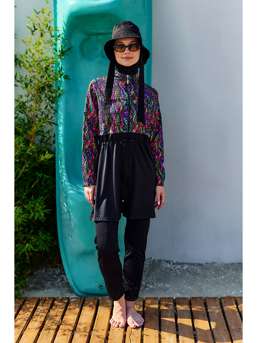 Tam Kapalı Tesettür Mayo Siyah01 R5101 Neşe-1