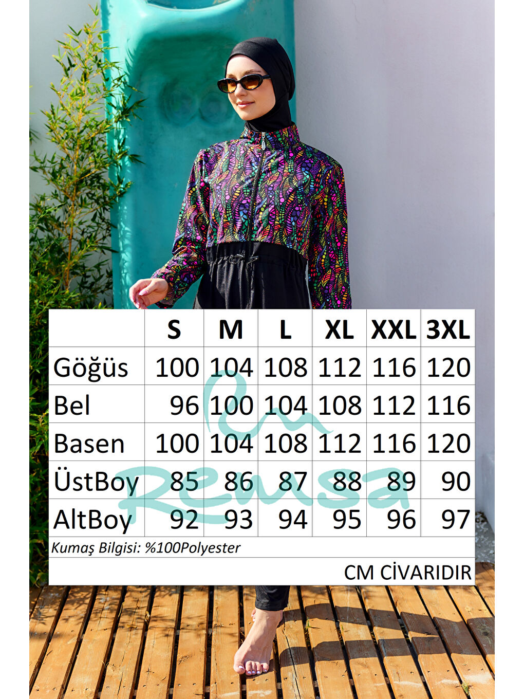 Tam Kapalı Tesettür Mayo Siyah01 R5101 Neşe-4