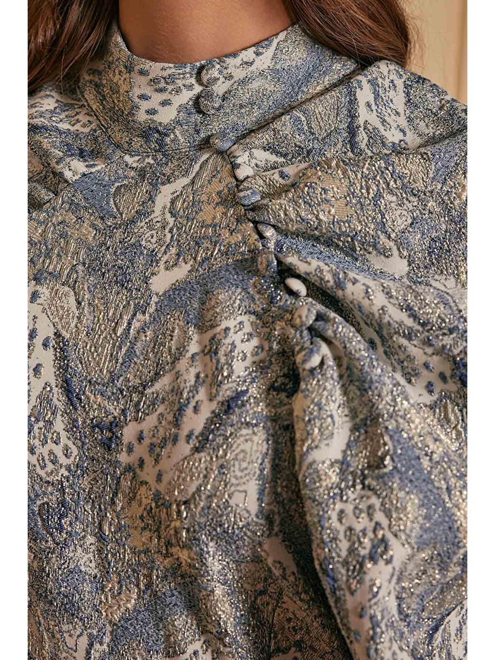 Balon Kol Lacivert Jakar Elbise-4