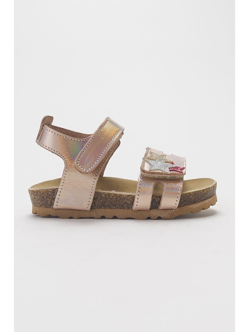 Pembe Kız Çocuk Pudra Hakiki Deri Günlük Çocuk Sandalet-3
