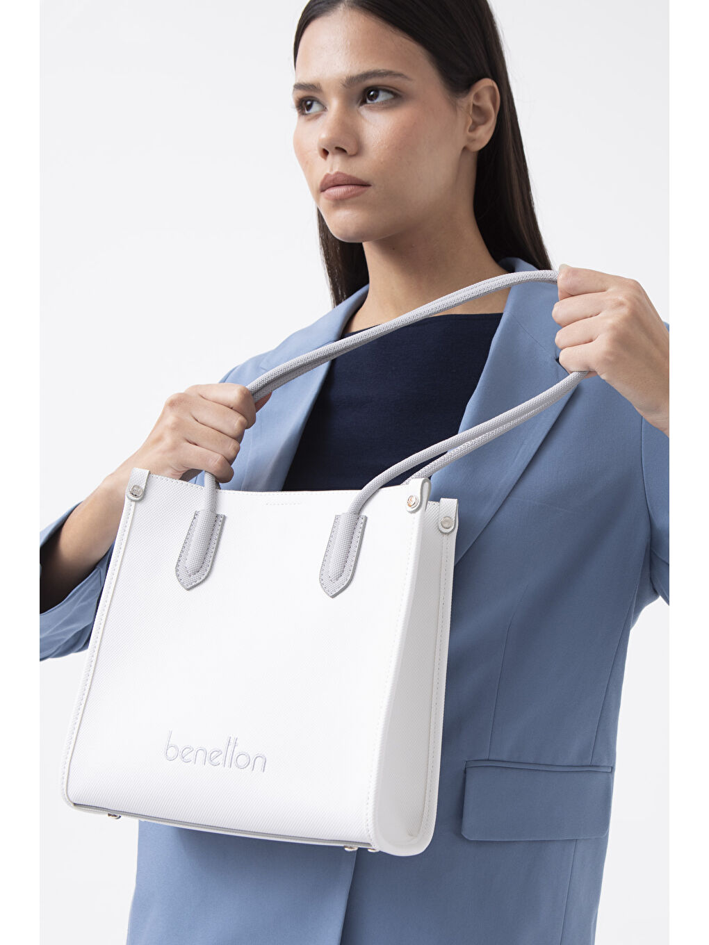 Kadin Kol Çantasi Beyaz-A.gri̇ BNT1610