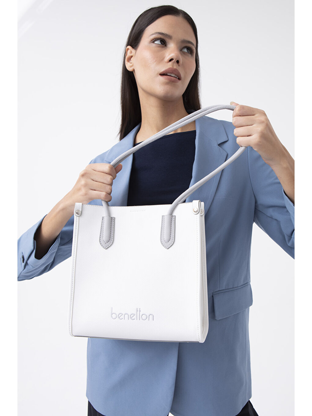 Kadin Kol Çantasi Beyaz-A.gri̇ BNT1610-1