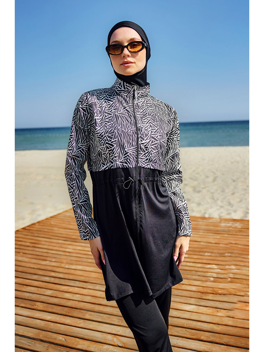 Tam Kapalı Tesettür Mayo Siyah02 R5102 Beliz