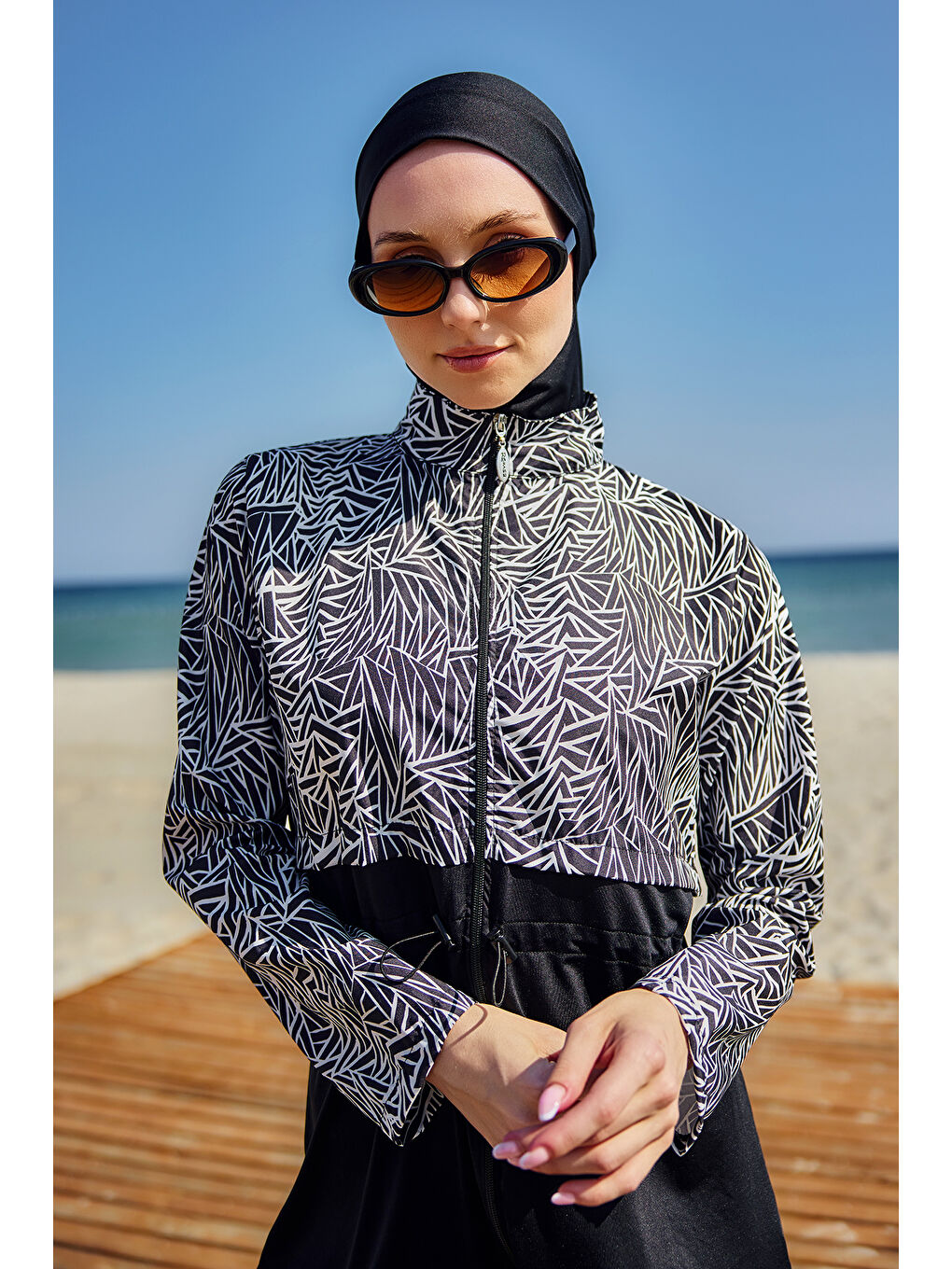 Tam Kapalı Tesettür Mayo Siyah02 R5102 Beliz-2