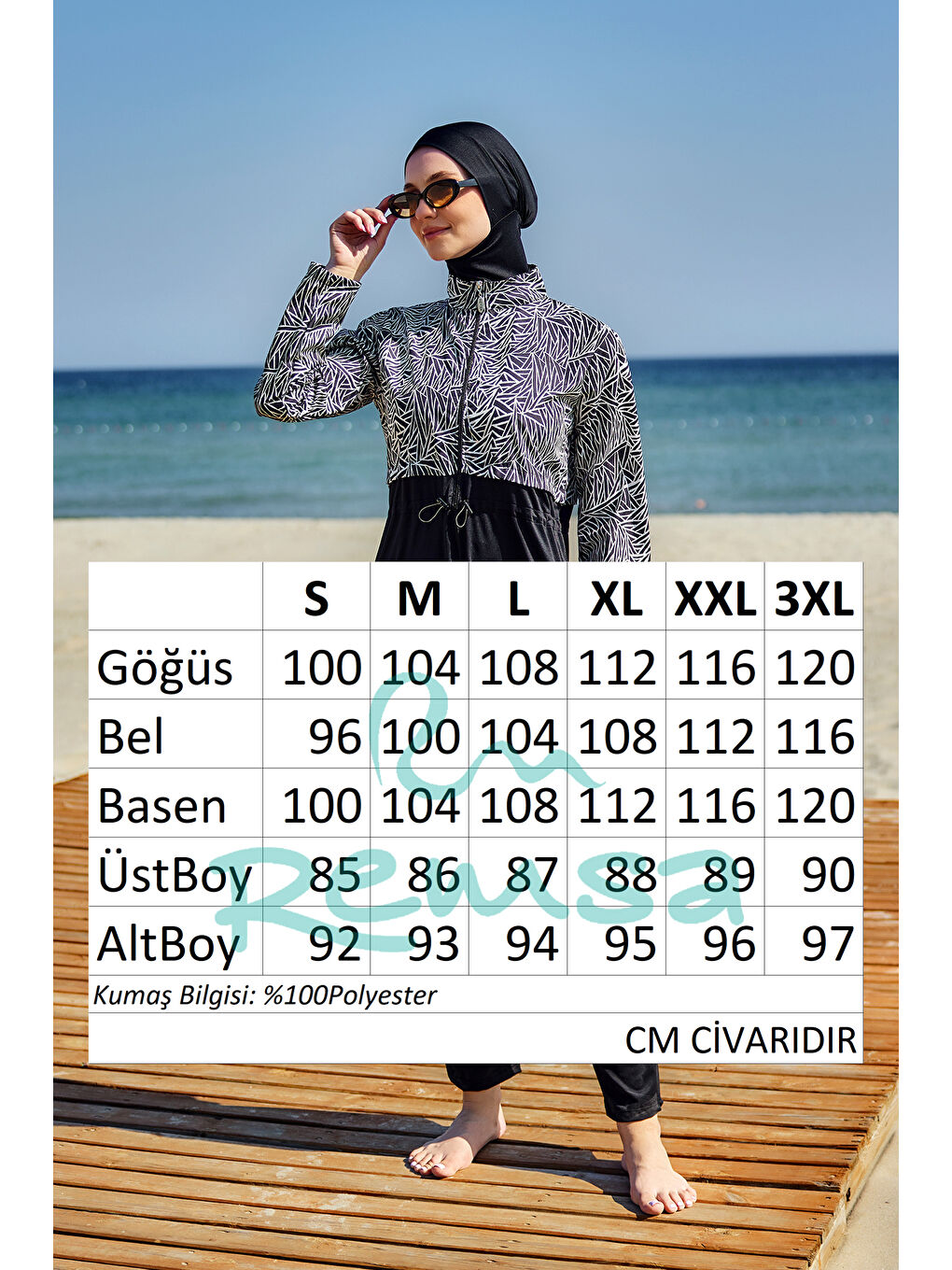 Tam Kapalı Tesettür Mayo Siyah02 R5102 Beliz-4