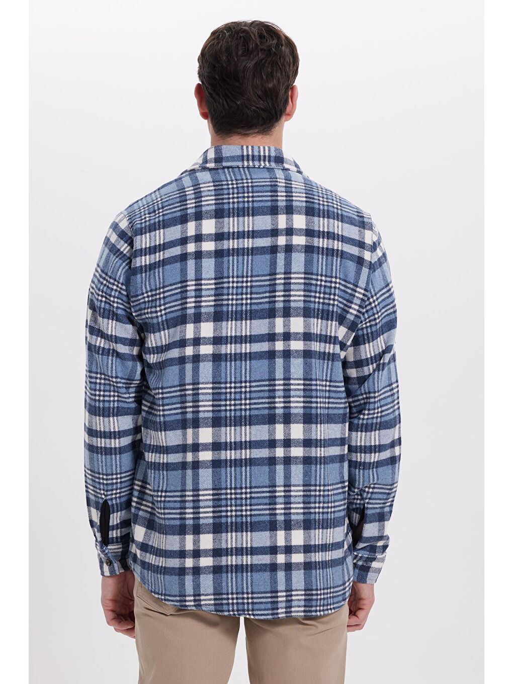 Lacivert Erkek Regular Fit Rahat Kesim Kışlık Kareli Oduncu Gömlek-6