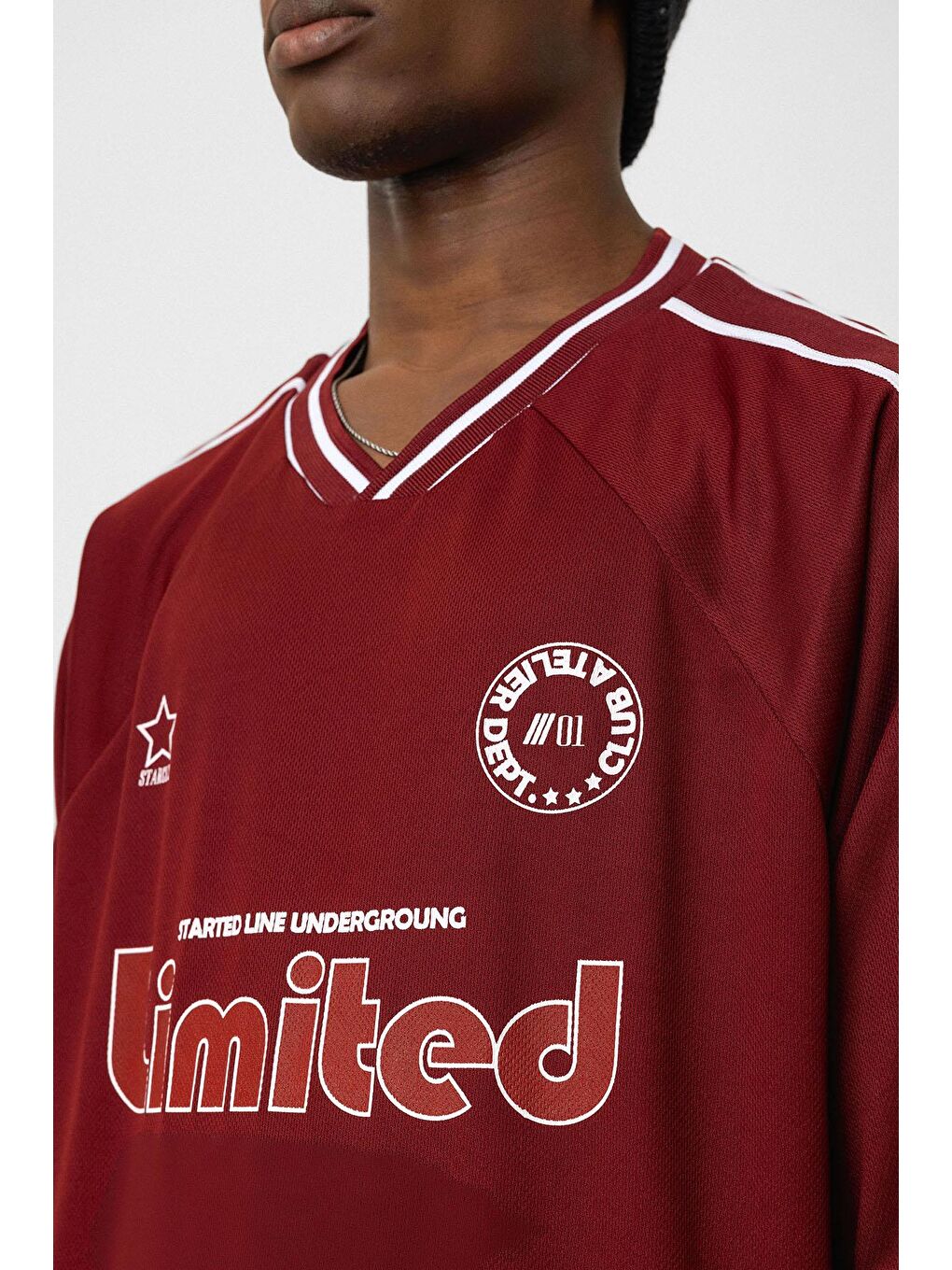 Baskılı Oversize Forma Tişört Bordo-5