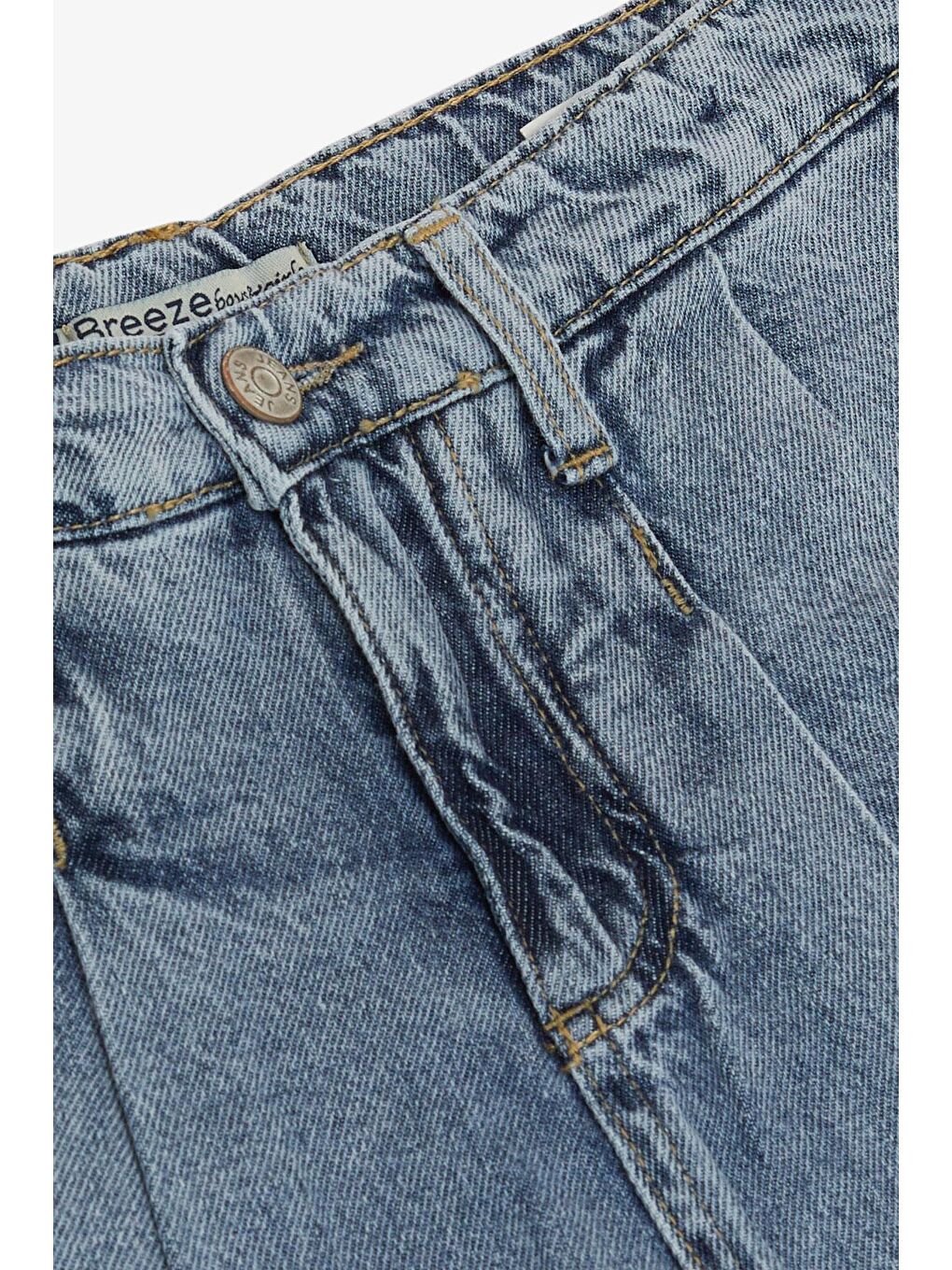 Kız Çocuk Jean Şort Etek Pileli Püsküllü Mavi (10-13 Yaş)-2