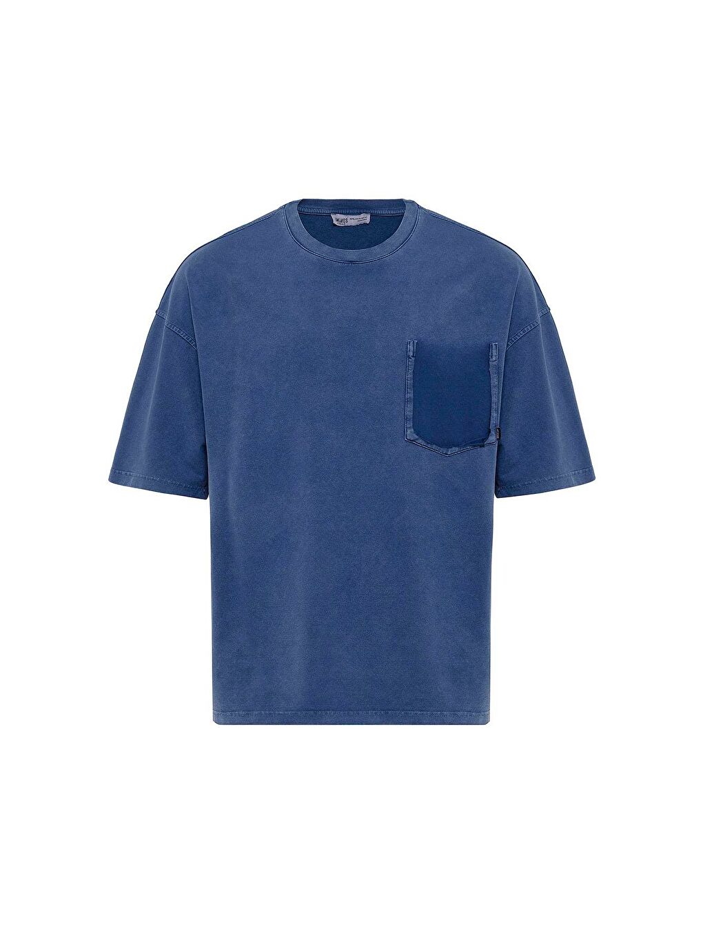 Yıkamalı Cep Detaylı Oversize Tişört İndigo-1