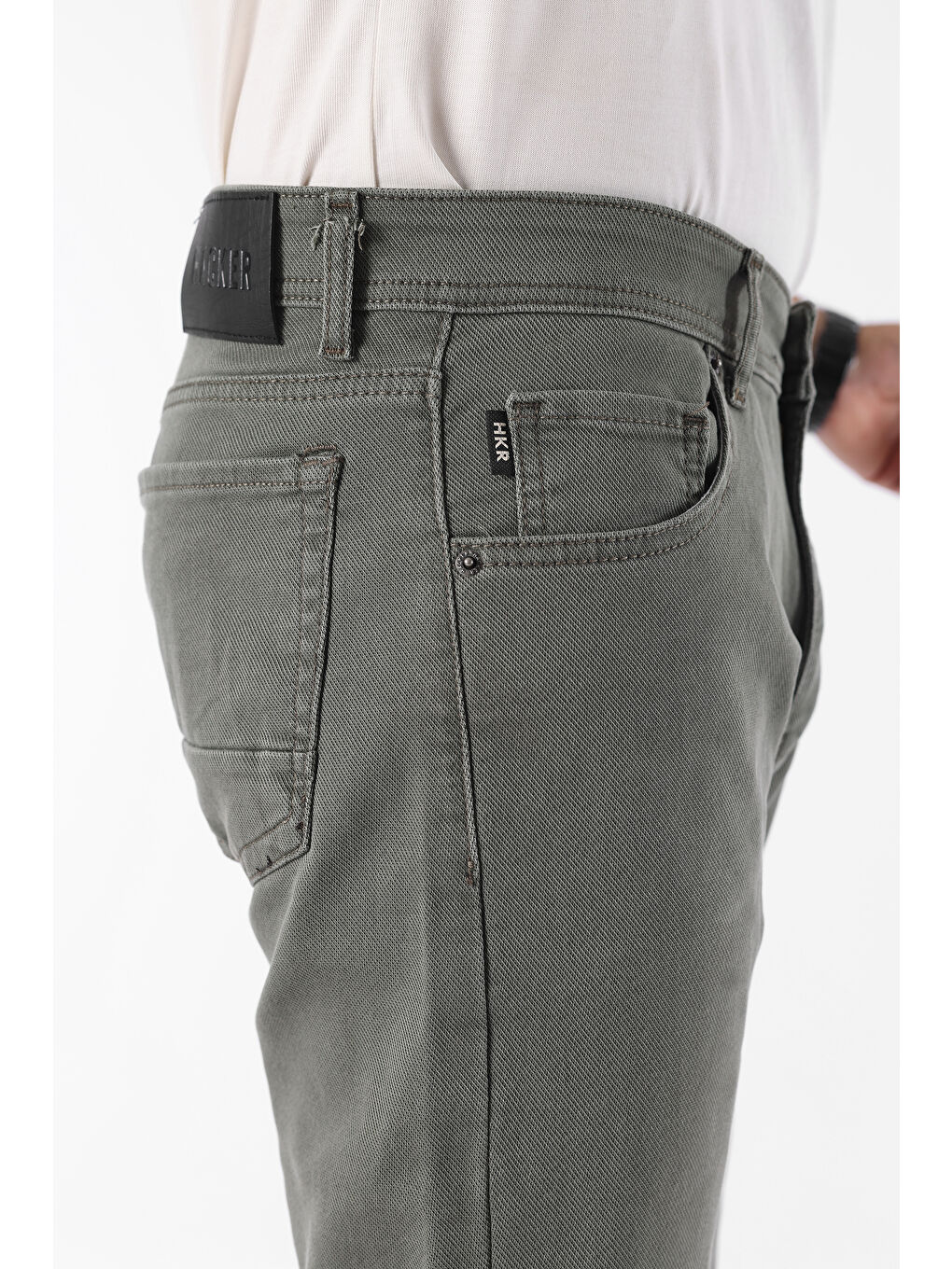 Erkek Pamuklu Yüksek Bel Bol Yeşil Baggy Jean Pantolon-4