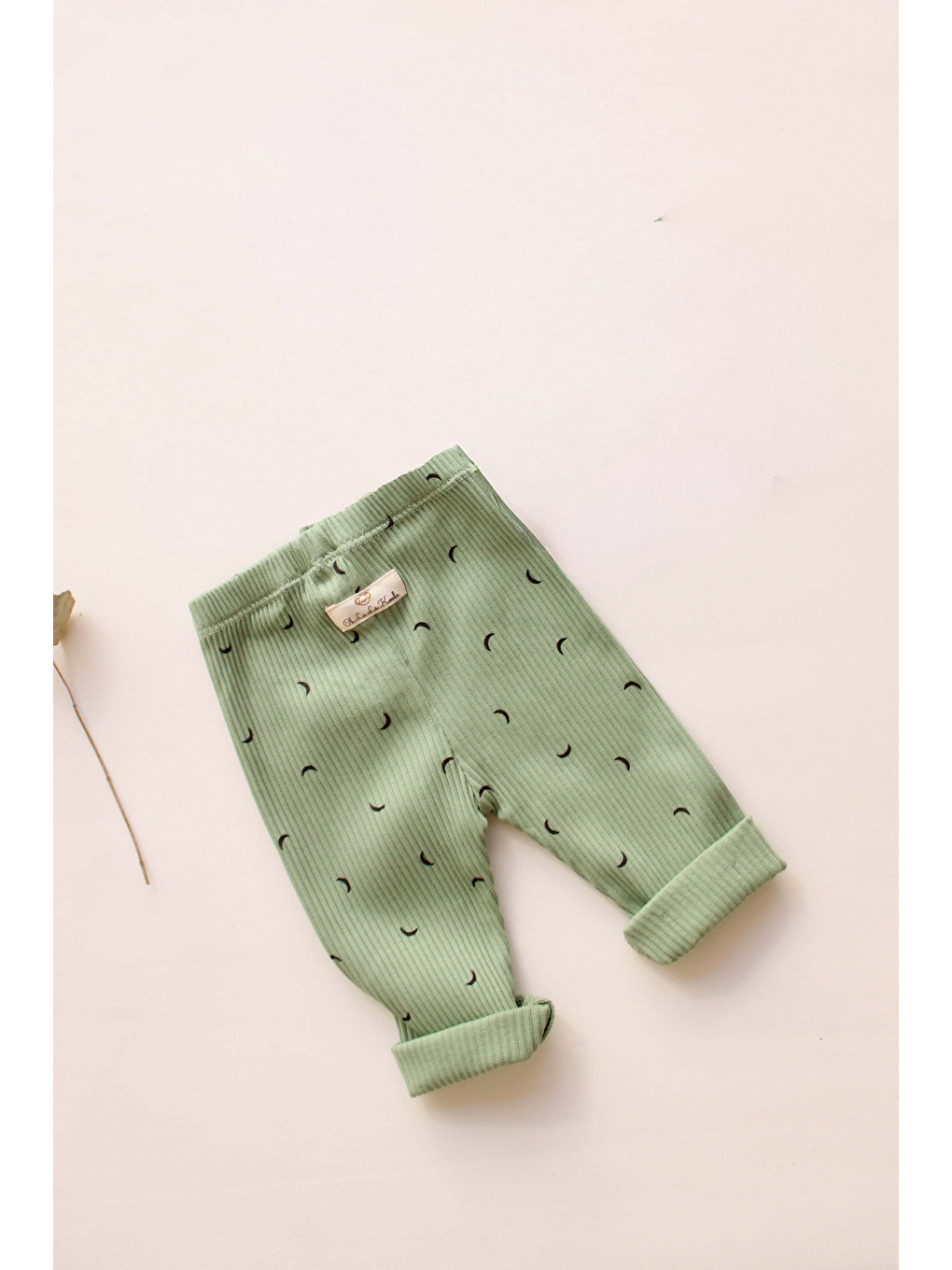 Yeşil Ay Desenli Bebek Tayt-1