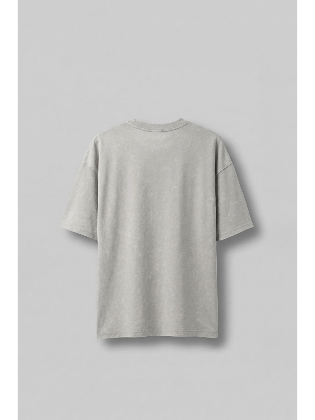 Erkek Oversize Yıkamalı Pamuklu Basic T-Shirt Gri-1